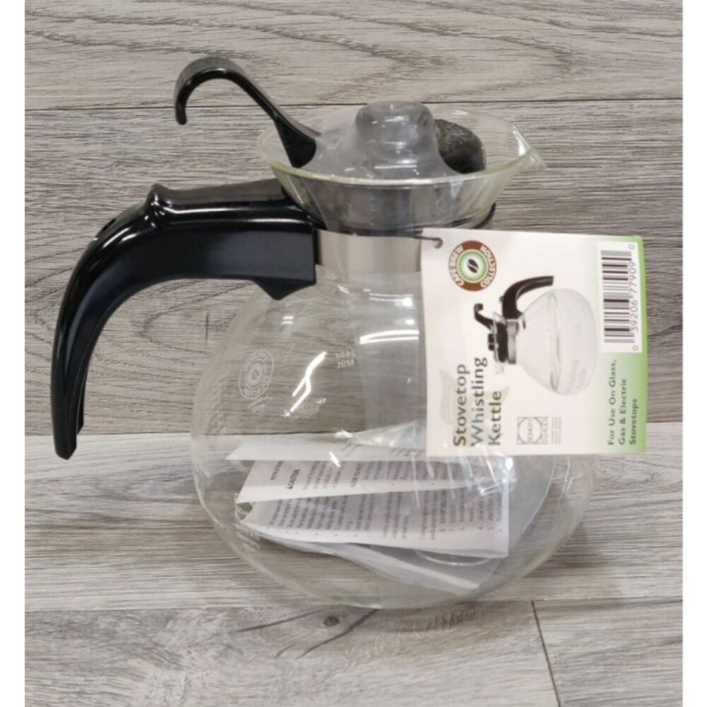Cafe Brew Collection Glass Stovetop Whistling Kettle Schott Duran Germany New
